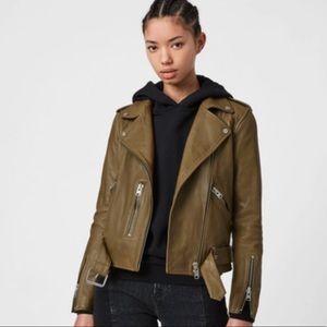 NWOT AllSaints Balfern Biker Jacket in Lime Green
